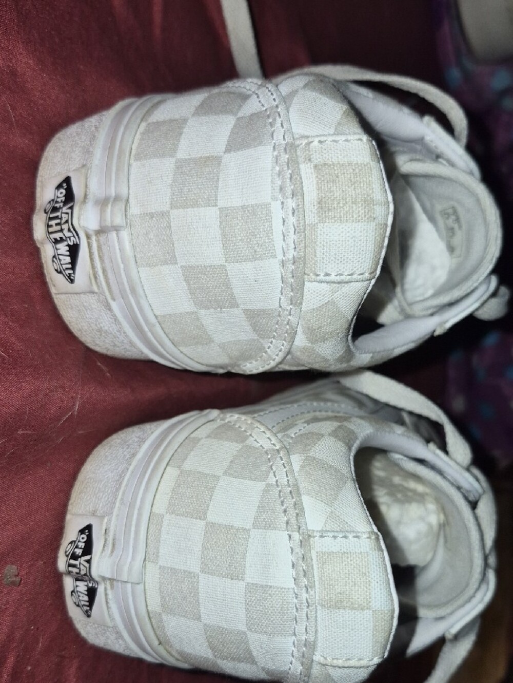 Vans White/Cream Checkerboard Low Top Sneakers - Picture 9 of 11